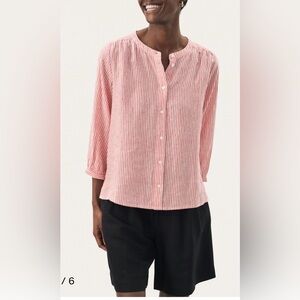 Part Two copenhagen Striped Linen Mandarin Collar Blouse